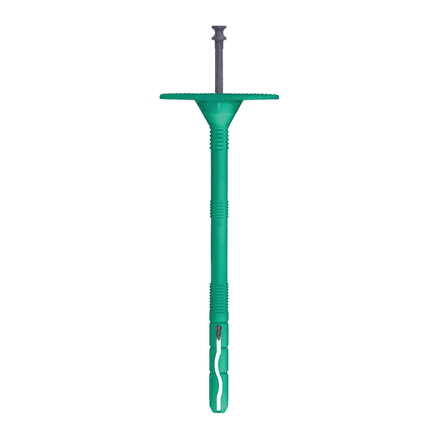 Tanierová hmoždinka s plastovým tŕňom PN 10 natĺkacia – krátky rozpon Ø 10 mm, dĺžka 180 mm zelená